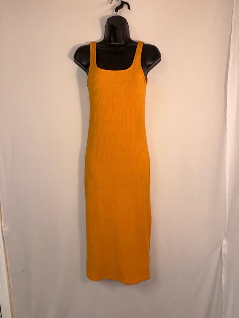 Forever 21 Mustard Ribbed Tank Midi Dress